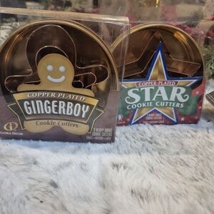 Copper Plated Gingerboy and Star Cookie Cutters Set
